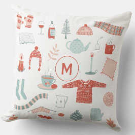 Monogram Initial Retro Skandinavisk Hygge Kudde