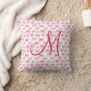 Monogram initial rosa rosett Coquette-estetik flic Kudde