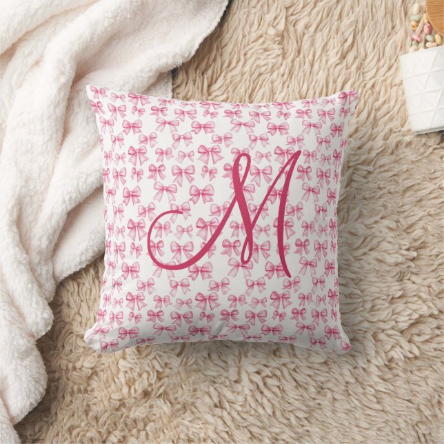 Monogram initial rosa rosett Coquette-estetik flic Kudde (Filt)