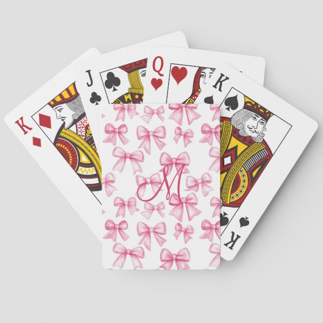 Monogram initial rosa rosett coquette estetisk pre casinokort (Baksidan)
