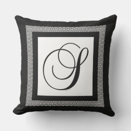 Monogram initial S Black White Kudde