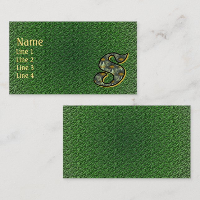 Monogram Initial S Daisies Floral Art Visitkort (Fram/baksida)