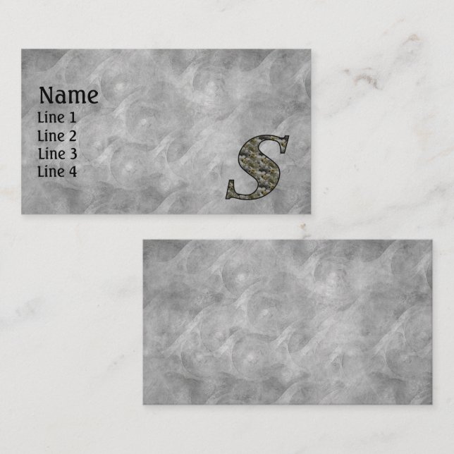 Monogram initial S hortensia blommor Visitkort (Fram/baksida)