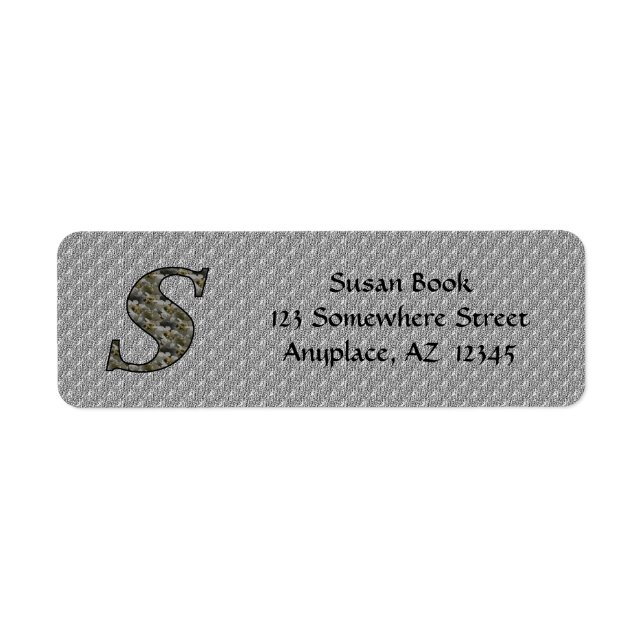 Monogram initial S Hortensia Returadress  Etikett (Framsidan)