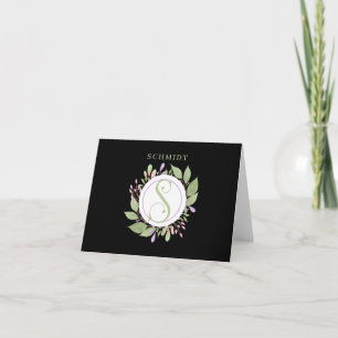 Monogram initial S, Round Botanical Ram. Tack Kort