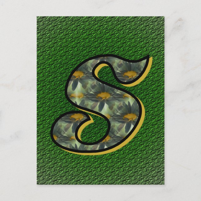 Monogram initial S Tusenskönor Blommig konst  Vykort (Framsida)