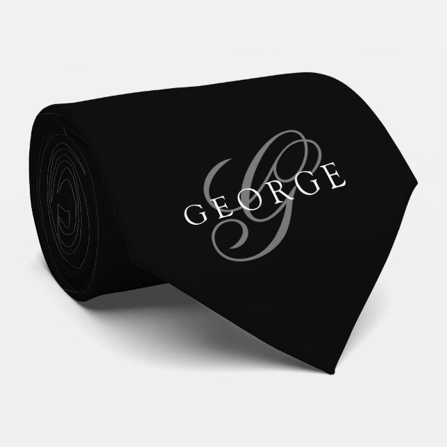 Monogram initial Script Svart Slips (Rullad)