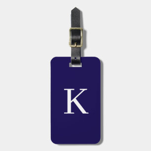 Monogram initial snygg bokstav marinblå present bagagebricka