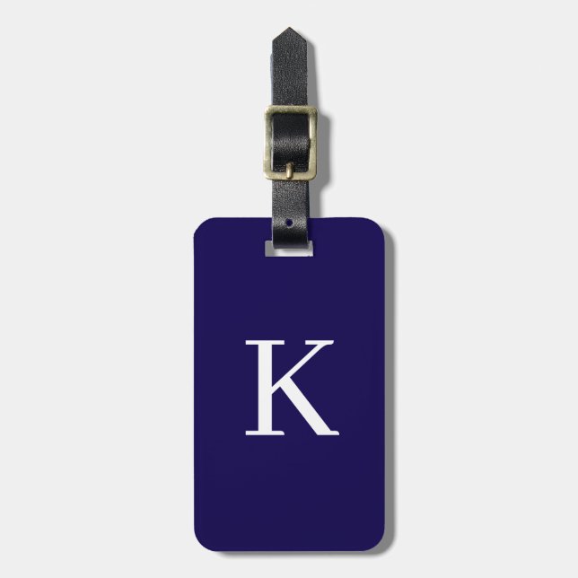 Monogram initial snygg bokstav marinblå present bagagebricka (Vertikal Framsida)