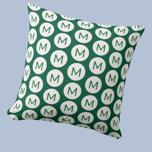 Monogram initial spot Mönster Personlig Grönt Kudde
