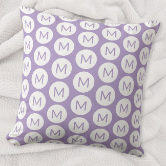 Monogram Initial Spot Mönster Personlig Lilac Kudde