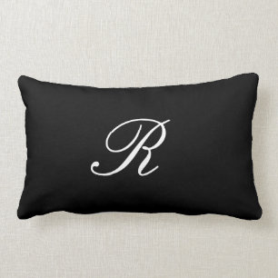 Monogram initial svart & vit enkel elegant lumbarkudde