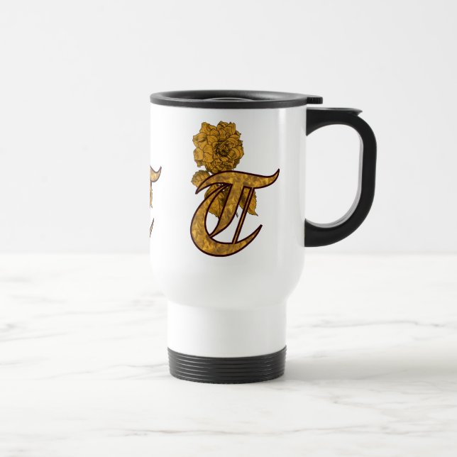 Monogram initial T Elegant guldpeony  Resemugg (Höger)