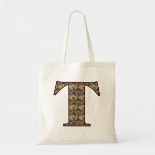 Monogram initial T Elegant Vintage Blommig Tygkasse