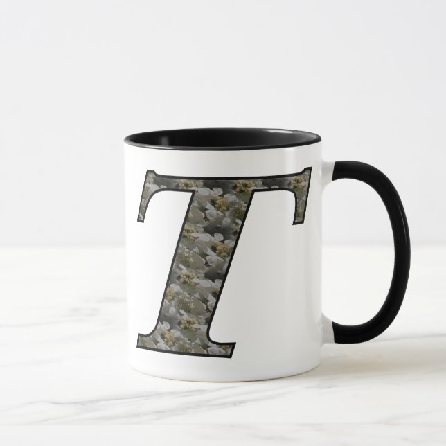 Monogram initial T Hortensia Blommor Mugg (Höger)
