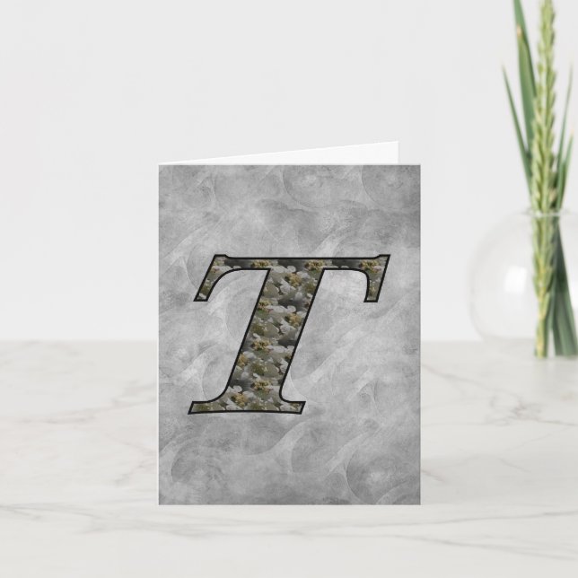 Monogram initial T hortensia blommor personlig Anteckningskort (Framsida)