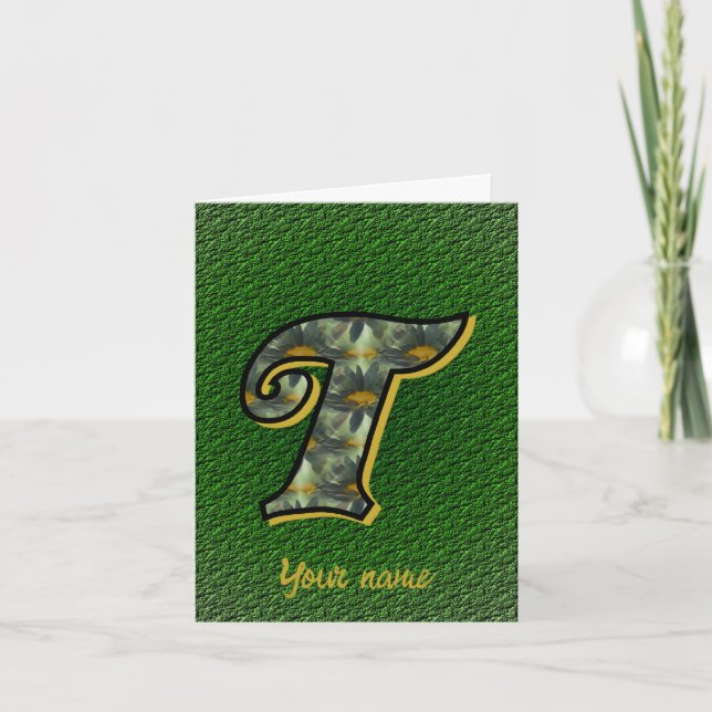 Monogram initial T Tusenskönor Blommig konst Perso Anteckningskort (Framsida)