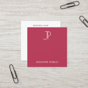 Monogram Initial Trend Färg Viva Magenta Modern Fyrkantigt Visitkort