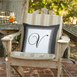 Monogram initial V Black White Kudde