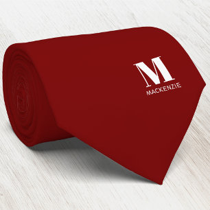 Monogram Initial Vapen Anpassad Burgunderröd Slips