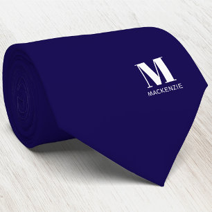 Monogram Initial Vapen Anpassad Marinblå Slips