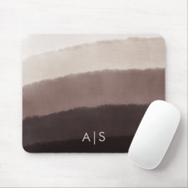 Monogram Initial Vattenfärg Valnöt Brun Ombre Musmatta