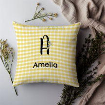 Monogram initial vattenfärgsblomma gingham mönster