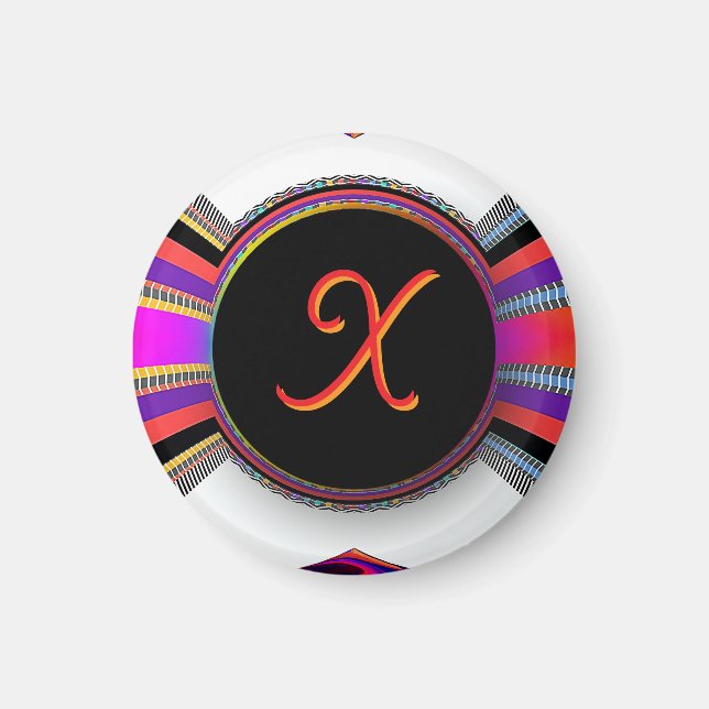 Monogram initial X regnbåge  Magnet (Framsidan)