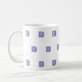 Monogram initialbokstav Enkel mönster Modern blå Kaffemugg