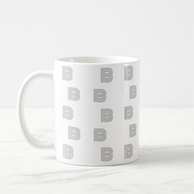 Monogram initialbokstav Enkel mönster Modern Grå Kaffemugg (Vänster)