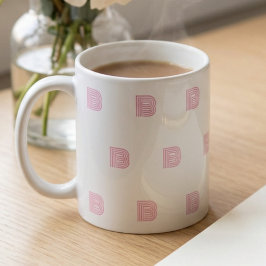 Monogram initialbokstav Enkel mönster Modern rosa Kaffemugg