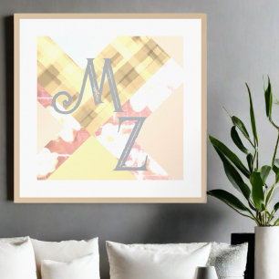 Monogram initialer anpassningsbar - geometrisk abs poster