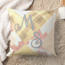 Monogram initialer anpassningsbar med blommigt, ge kudde