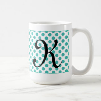Monogram Initialer Aqua Polka dots Mugg