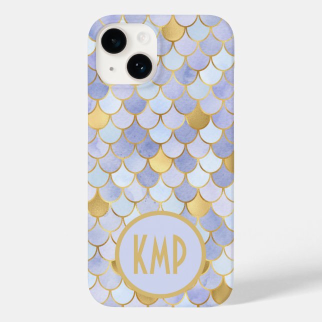Monogram initialer Blå Guld Fiskfjäll (Baksida)