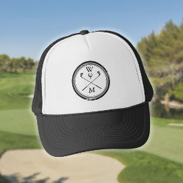Monogram Initialer Black and White Golf Keps
