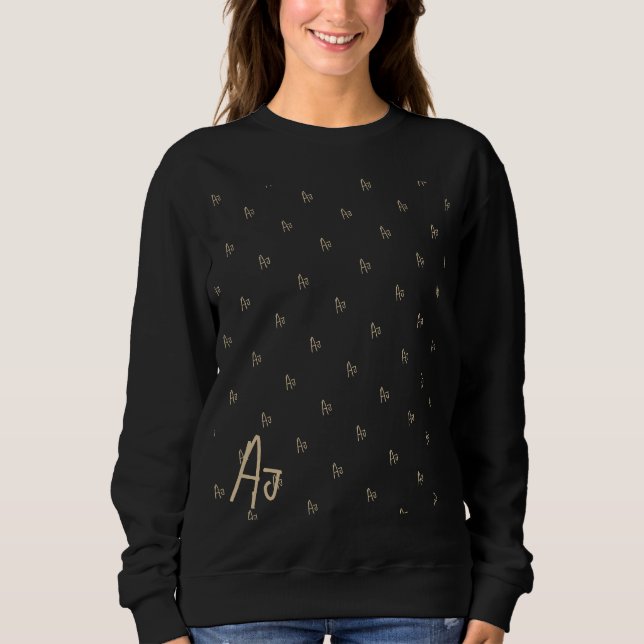Monogram Initialer Black Guld T Shirt (Framsida)
