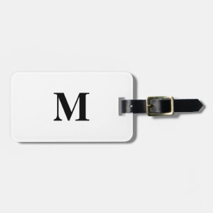 Monogram Initialer Black White Custom Name Gift Bagagebricka