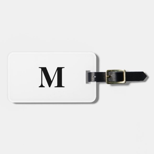 Monogram Initialer Black White Custom Name Gift Bagagebricka (Horisontell Framsida)