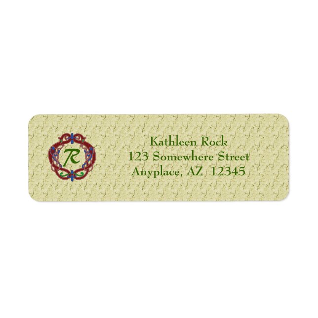 Monogram Initialer Celtic Design Address Label Returadress Etikett (Framsidan)
