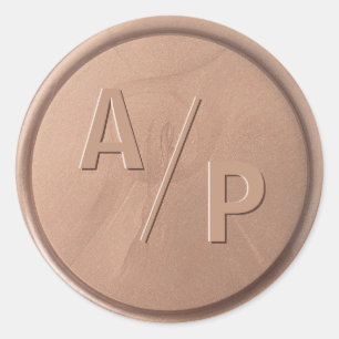 Monogram Initialer Chocolate Brown Seal Sticker Runt Klistermärke