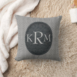 Monogram initialer elegant svart blom- kudde