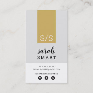 MONOGRAM INITIALER flik modern svart gammal guld g Visitkort