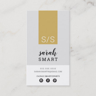 MONOGRAM INITIALER flik modern svart gammal guld g Visitkort
