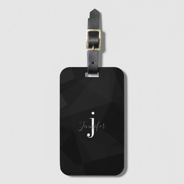 Monogram Initialer för det anpassade namnet i svar Bagagebricka (Framsida vertikal)