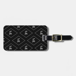 Monogram Initialer Geometriskt Mönster Svart Bagagebricka
