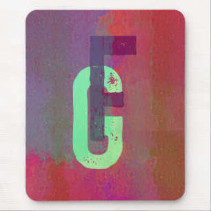 Monogram Initialer Grunge Funky Lila Grön Konst Musmatta