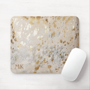 Monogram Initialer Guld Cowhide Print Metallic Musmatta