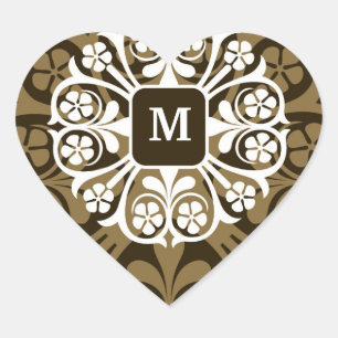 Monogram Initialer Guld Heart Stickers Hjärtformat Klistermärke