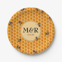 Monogram Initialer Honeycomb Bees Guld